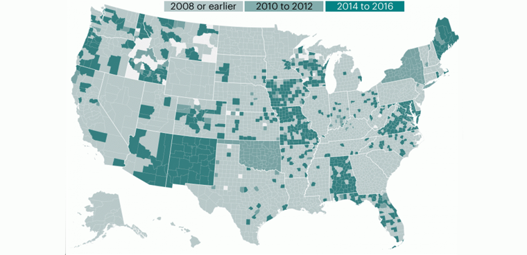 map showing age of voting machines