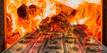Dollars burning