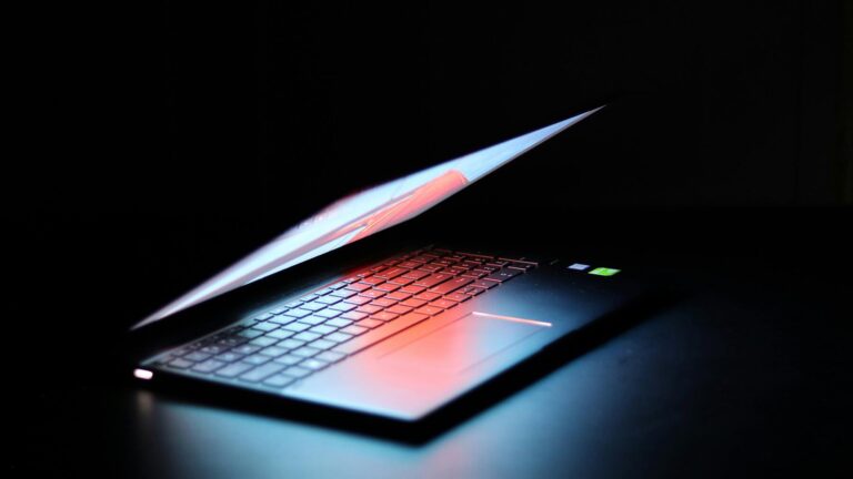 Sleek glowing laptop by Lenovo