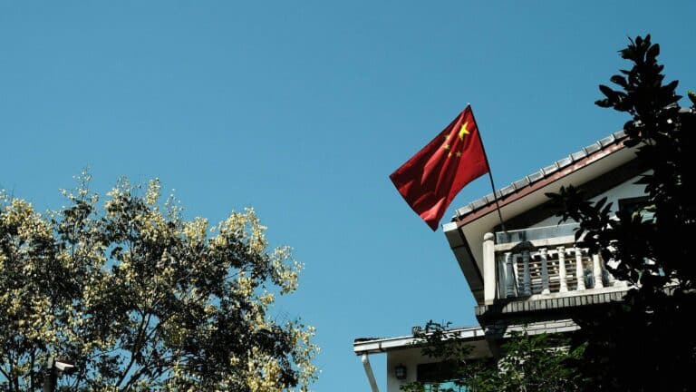 Chinese flag at the london embassy
