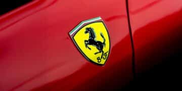 Iconic yellow and black Ferrari logo