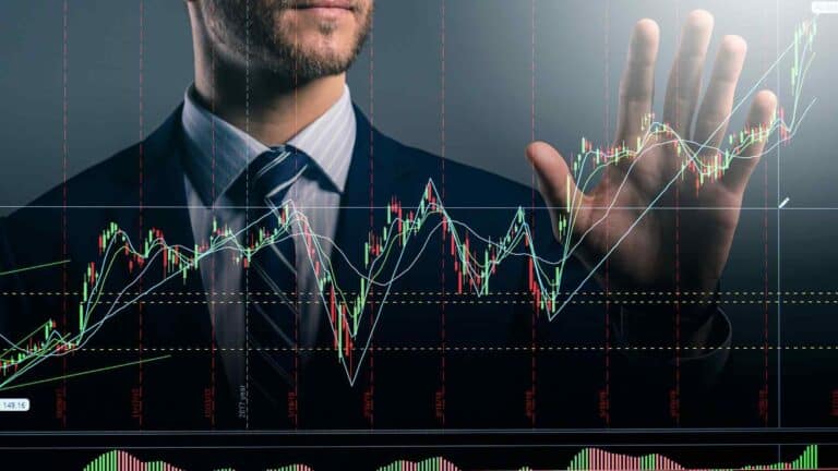 SEC, man looking at superimposed graph