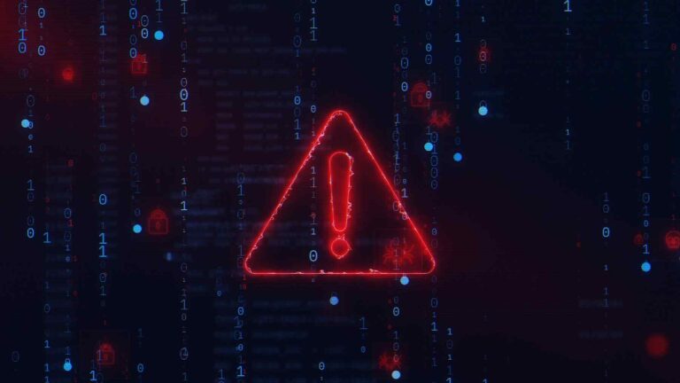 Ransomware, exclamation mark in triangle