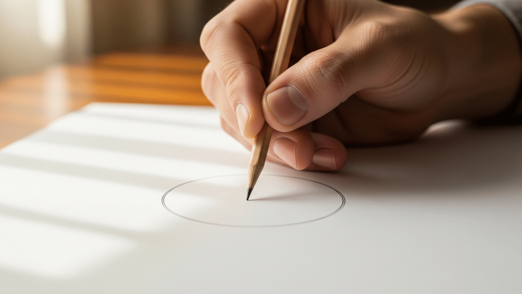 hand drawing on blank analog clock face, pencil poised over paper, about 1