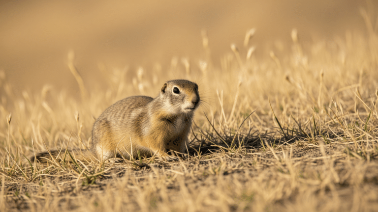 California ground squirrel alert in dry grass at a Bay Area park