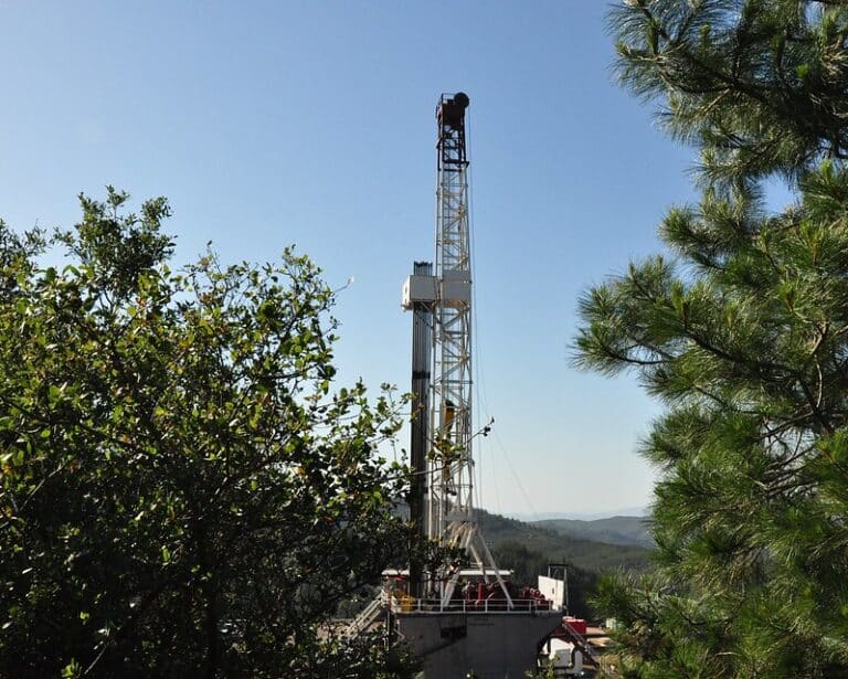 Steel well casing at a closed-loop geothermal drilling site in the Utah desert