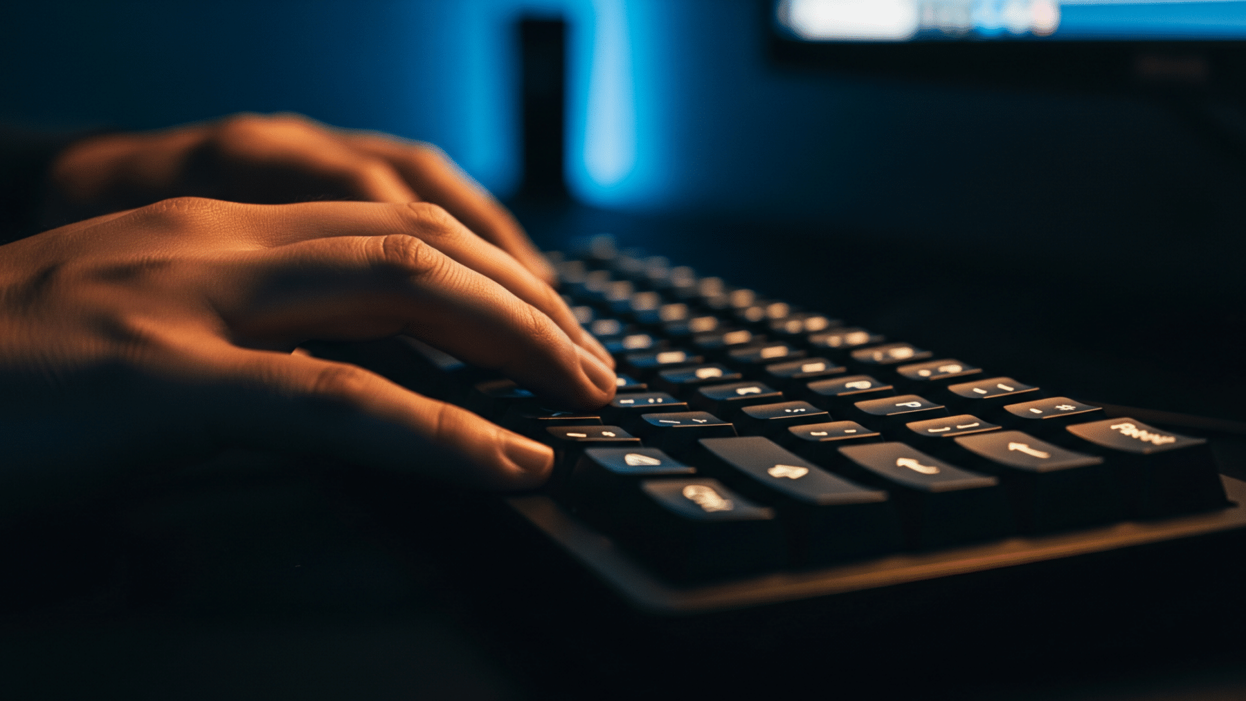 Hands typing on a keyboard generating AI training data, every comment