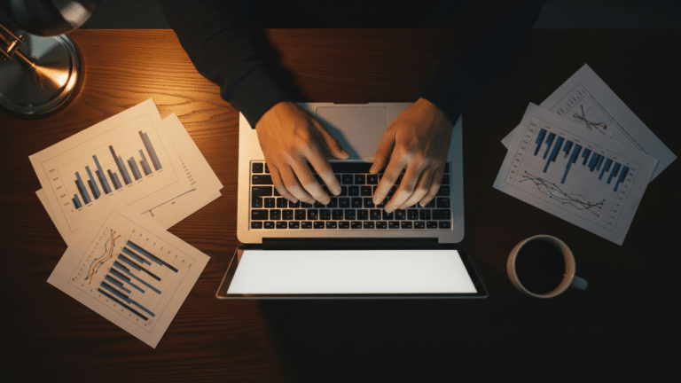 Hands typing on a laptop illustrating the Google ATLAS report on AI app usage