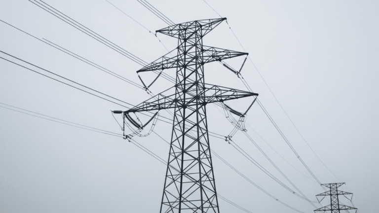 High-voltage transmission tower under grey sky, transmission cost story, little known