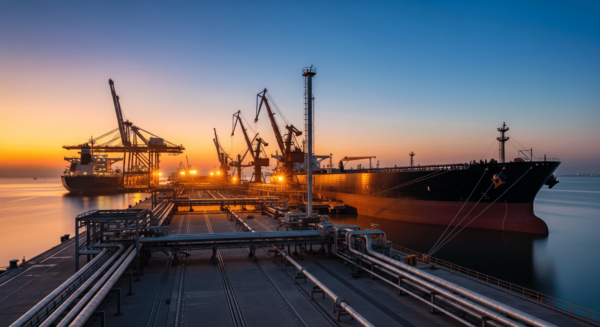 U.S. petroleum exports hit all-time high of 13.6 million barrels per day in April, EIA reports 1 Oil tankers at a port terminal reflecting record U.S. petroleum exports