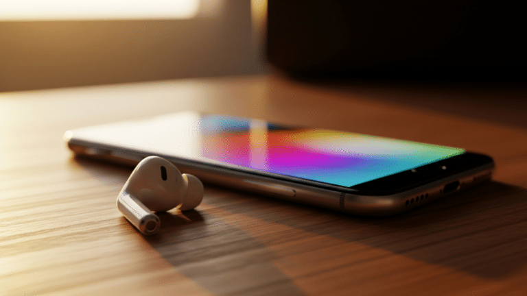 Wireless earbud beside a smartphone showing a hidden plan music streaming screen, 12 99