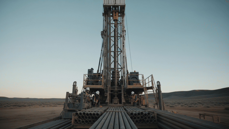 A drill rig in a Utah desert used for enhanced geothermal drilling