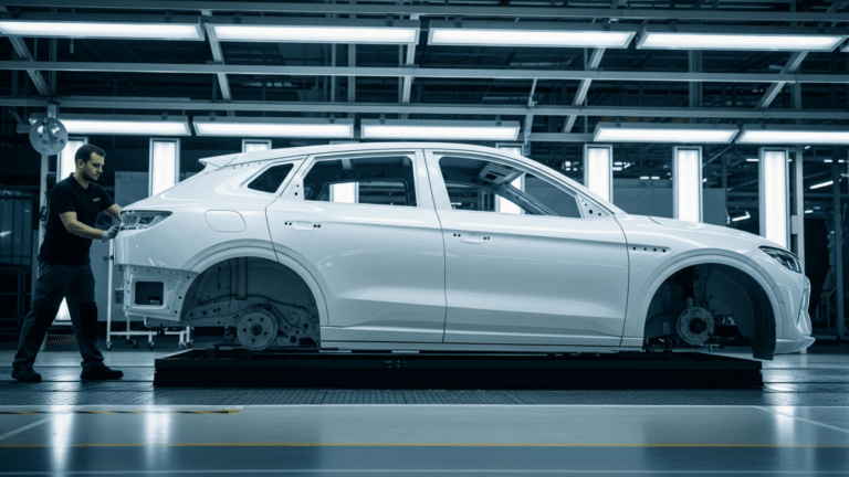 BMW iX3 electric SUV on assembly line during fastest ramp-up in BMW history, brand new
