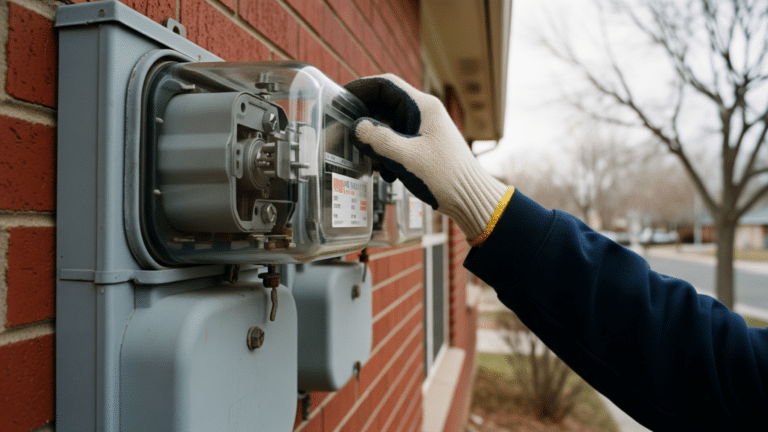 Residential electric meter boxes on a brick wall, illustrating an electric bill rate case