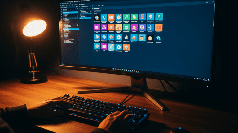 Developer using an Open VSX-powered IDE extension registry at night