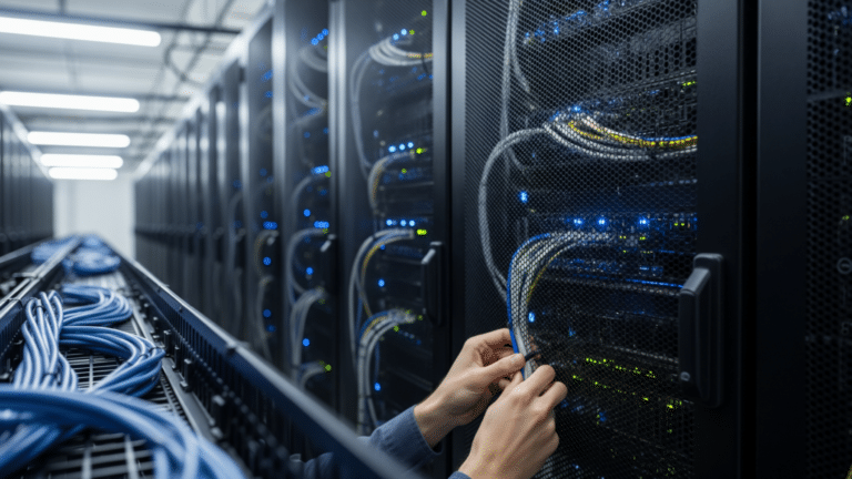 Server racks inside an enterprise data center for Fireworks AI inference