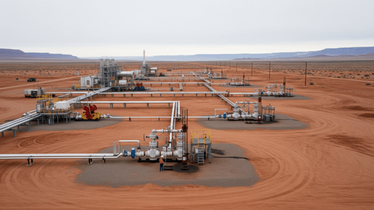 Geothermal wellhead pads in a Utah desert valley under overcast sky, framework deal