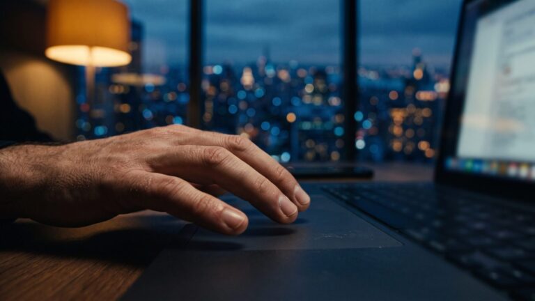 hands typing on a laptop under compute-based limits interface glow