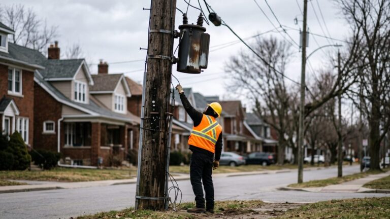 Utility worker inspecting transformer on a pole, utility rate hikes, investor owned