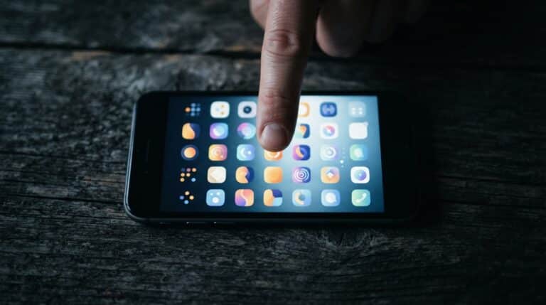 Hand scrolling subscription app icons, subscription spending perception gap, most americans
