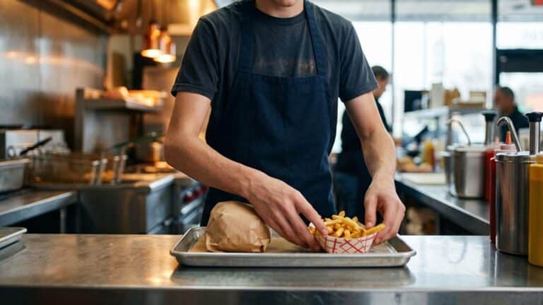Teen worker preparing food, illustrating teen summer employment trends, only 35