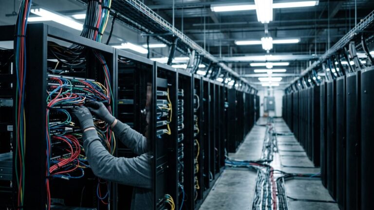Data center server rows illustrating Oregon data center rate hike decision, oregon approves
