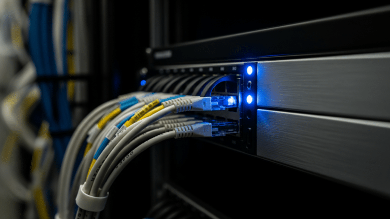 Fiber optic cables in a server rack illustrating OAuth tokens breach