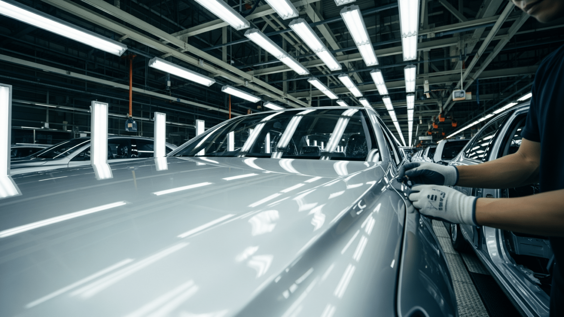 Assembly line workers building vehicles at Toyota quarterly profit results, toyota posts