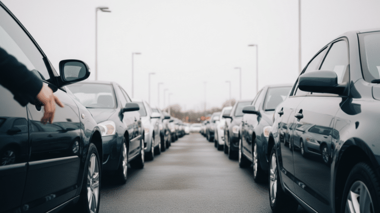Rows of used cars on a dealer lot, used car price comparison