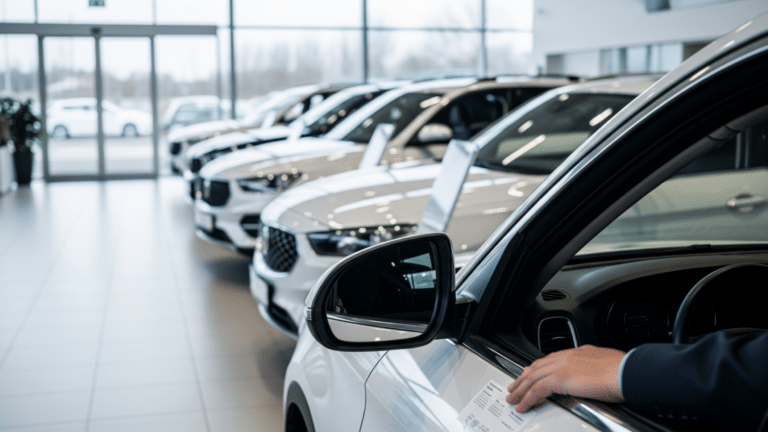 Dealership showroom SUV window sticker as incentives surge, while rivals