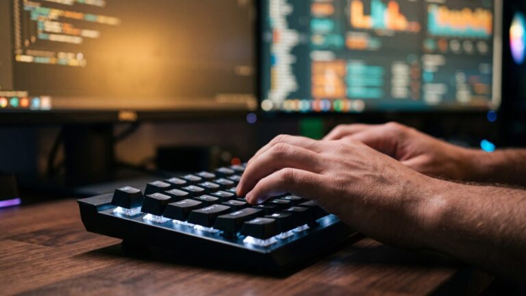 Developer hands on keyboard with AI coding tool billing screen glowing