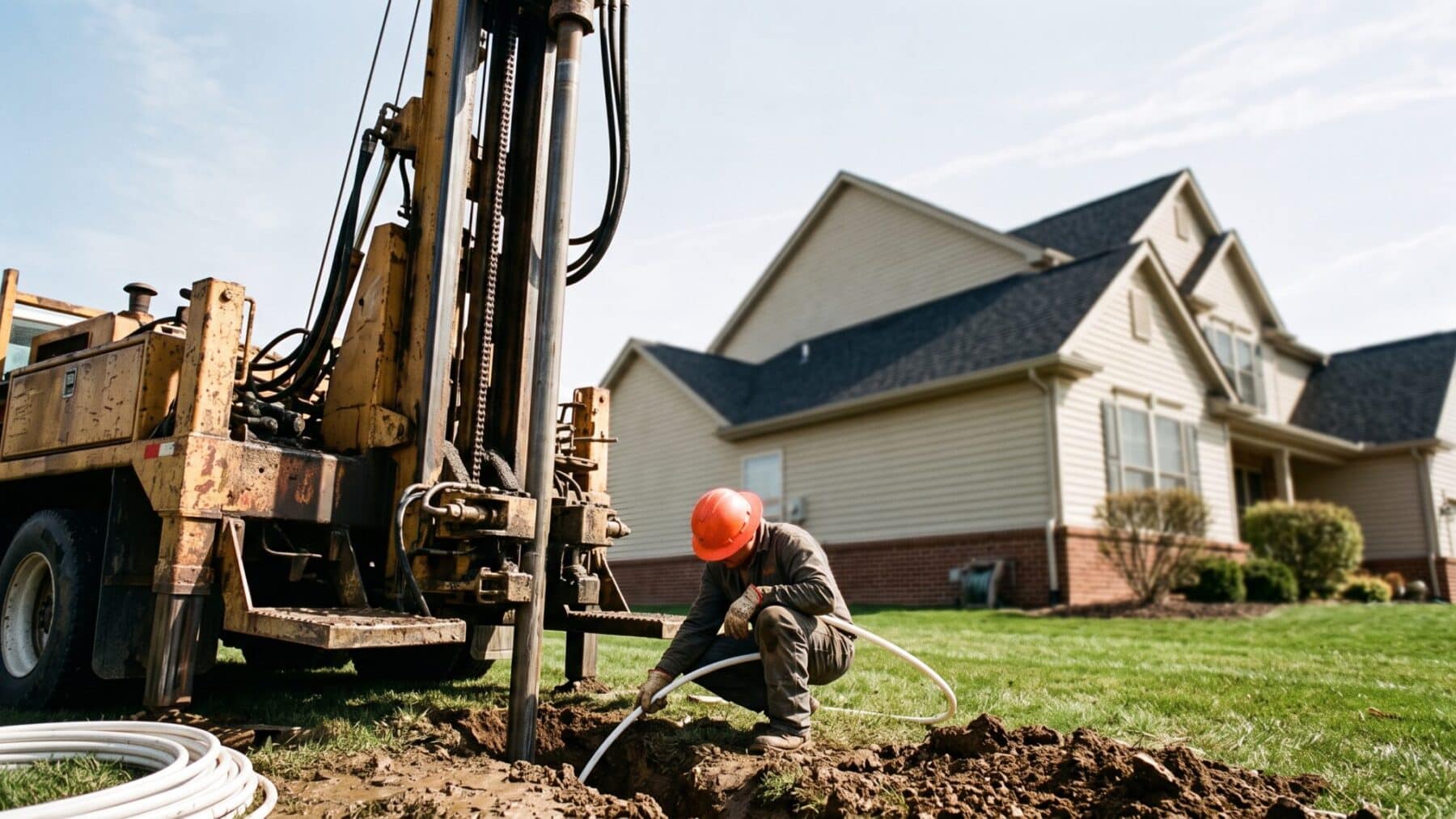 A home geothermal system marketed on savings of up to 50 percent carries a ground-loop bill that can reach 70 percent of total cost on hard-rock ground, and hard geology alone can nearly double the price