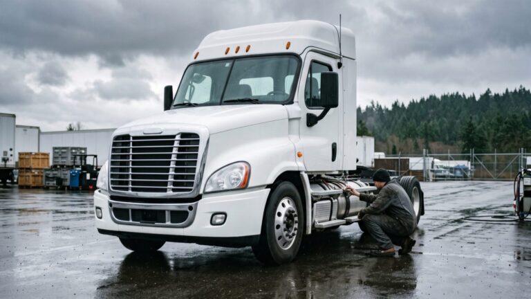 XCIENT fuel cell truck at a West Coast commercial fleet service depot, hyundai xcient