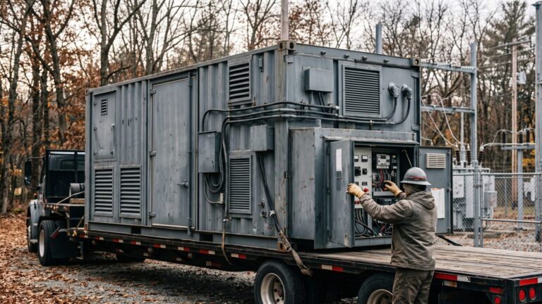 Transportable long-duration battery storage container at a rural Vermont utility substation
