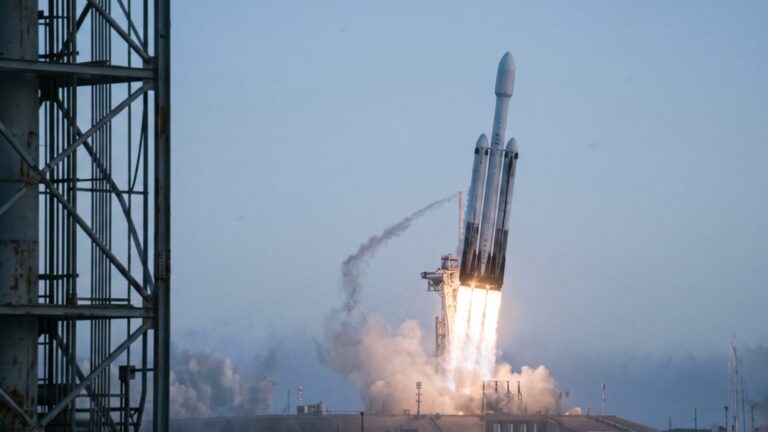 Roman Space Telescope aboard Falcon Heavy lifting off from Kennedy Space Center