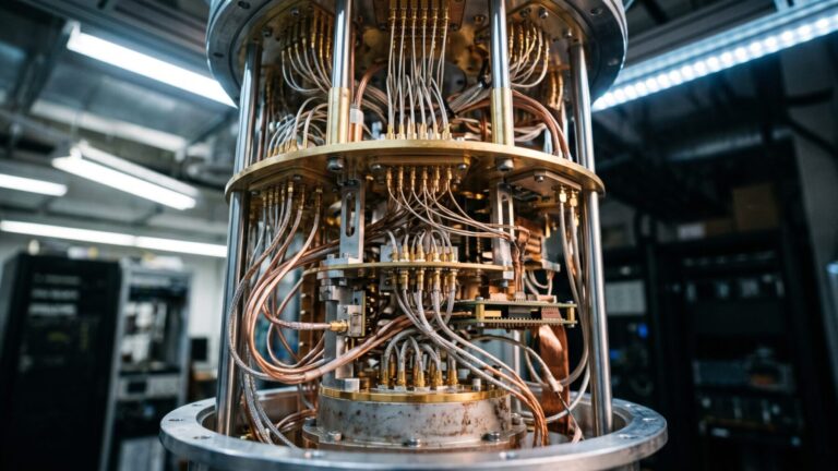 Gold wiring inside a cryogenic quantum processor housing logical qubits, peer reviewed