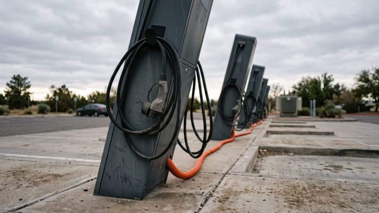Bidirectional EV charging cable connected to an electric vehicle in a parking garage, v2g charging