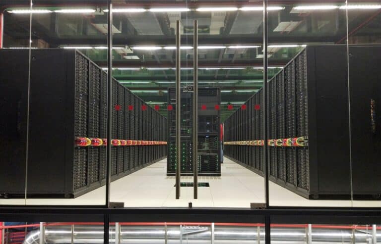 Server racks inside the Barcelona supercomputer facility