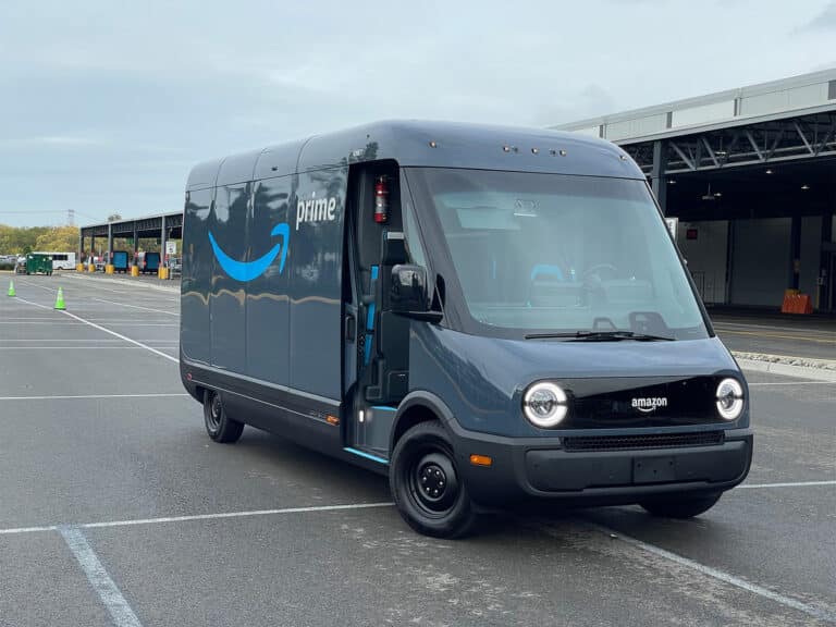 Electric delivery vans lined up as Rivian climbs EV sales ranks, electric automaker